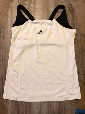 adidas White and Black Racerback Tank Top
